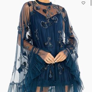 Mac Duggal Twilight Blue Embroidered Dress